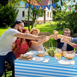 Wevmris 6 Pack Oktoberfest Tablecloth, 54x108 Inch Blue and White Checkered Rectangular Oktoberfest Table Cover, Oktoberfest German Party Decoration (6)