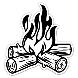 Camp Fire Camping Outdoor Simple Camper - 3" Vinyl Sticker - for Car Laptop Water Bottle Phone - Waterproof Decal