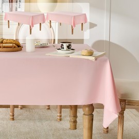 Glomii 2 Pack Light Pink Rectangle Table Cloths - Wrinkle Free Machine Washable Tablecloth, Polyester Wrinkle Free Table Cover for Dinning Room, Party, Buffet, Wedding, Restaurants, 147 x 180cm