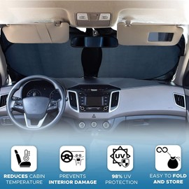 6 Pieces Car Windshield Sunshade Full Set, Folding Full Sun Protection Front Rear Window Shade Car Sun Shade Reflective Sun Folding Heat Reflector for Truck, SUV, Van