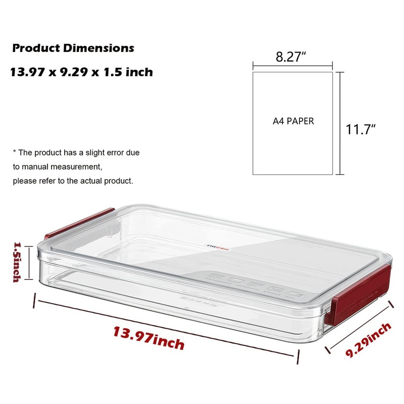 Comforhous 2 Pack Document Storage Clear Plastic Storage Boxes with