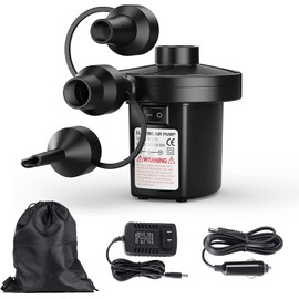 Electric Air Pump, Fast Electric Air Pump, Air Pump with 3 Air Nozzles, for Outdoor Camping, Inflatable Carpets, Inflating and Deflating Pools