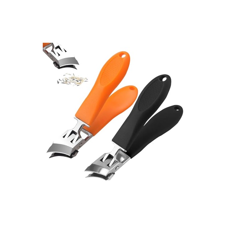 2PCS Anti-Splash Slanted Nail Clipper Set for Thick Nails