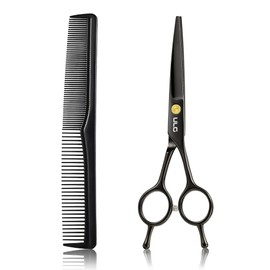 ULG Hair Cutting Scissors Professional Salon Shears 6.5-Inch Ultra Sharp Barber Scissors with Haircut Comb, Left/Right Symmetrical, Stainless Steel Haircut Scissors for Men, Women, Salon & Home Use