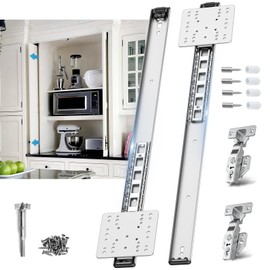 Sliding Hidden Door Track, Pocket Door Hardware, Smooth Gliding Pocket Door Slides with Hinges for Cabinet and Recessed Doors (24IN, Set, 1)