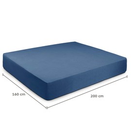 King size Fitted Sheet for Size 160x200 cm in Blue Navy Microfiber Bottom Fitted Sheet Deep Pocket 12 inch (up to 30cm) in Soft Brushed Microfiber Fabric Easy Care Shrinkage and Fade Resistant