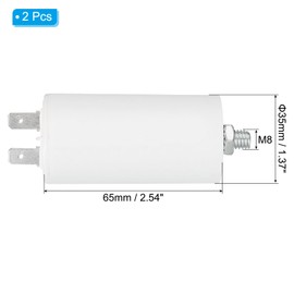 PATIKIL 10uf CBB60 Run Capacitor,2Pcs AC 250V 4 Pins 50/60Hz Cylinder Bottom with M8 Screw for Washing Machine,Cleaning Machine Pump Motor Star