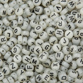 Zsail Letter Beads 1200 Pieces Alphabet A-Z Beads Silver Acrylic Round Letter Beads for Jewellery Making Bracelets Necklaces (Transparent)