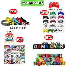 Video Game Party Favors Set of 83 Pcs for Kids Gaming Party Decor Including Slap Bracelets Gamer Controller Handle Keychains Wristbands Stickers Game On Theme Birthday Party Supplies