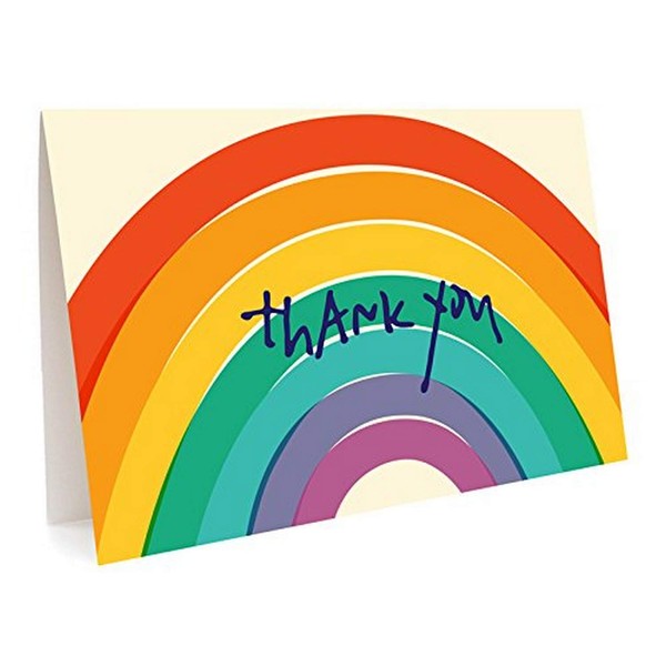 Night Owl Paper Goods Big Rainbow Folded Thank You Cards, Box Of 6