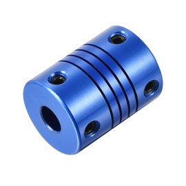 QUARKZMAN 1pc 6.35mm to 8mm Aluminum Alloy Shaft Coupling L25xD19 Flexible Coupler with Screws for Encoders and Motors, Blue