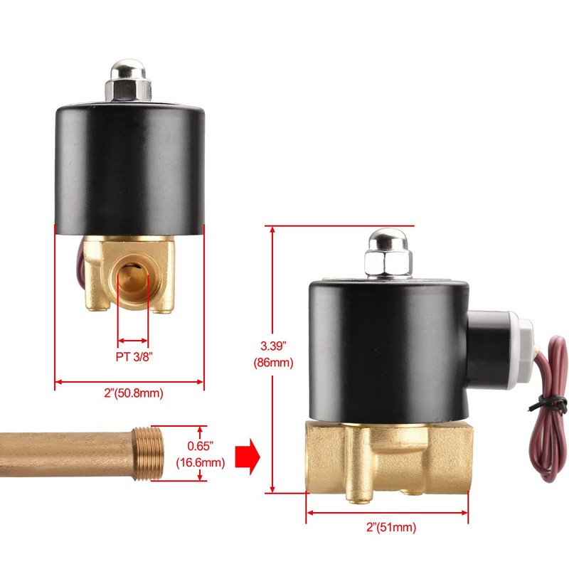 Heschen Brass Electric Solenoid Valve, 2W-040-10, PT3/8'' Port, DC24V, Direct