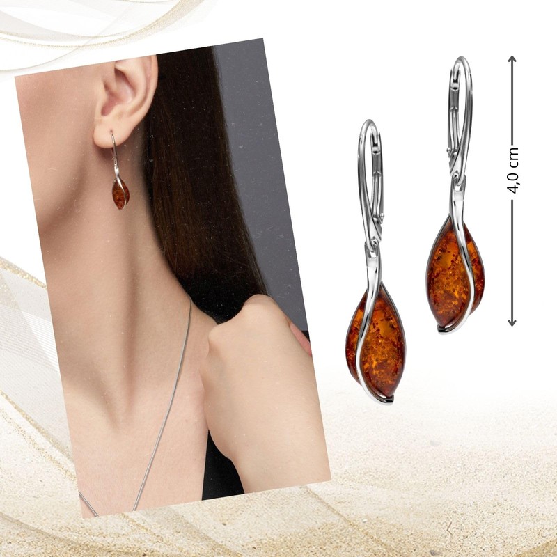 High-quality women's earrings made of 925 sterling silver with natural