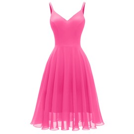 Ellames Women's 2025 Summer Dress Spaghetti Strap Cocktail Swing Beach Dresses V Neck Sundress Fuchsia 2XL