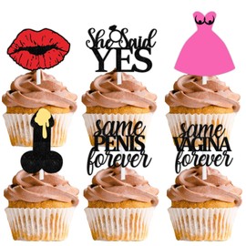 18pcs Sexy Night Out Hen Cupcake Topper Bachelorette Bridal Shower Party Theme Decor Supplies Happy Birthday for Men Women Wedding Anniversary Party Decoration
