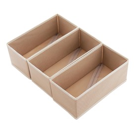 DOUUGGEE Underwear Drawer Organizer 3 Pack Beige, 11' x 5.5' x4.8', Dresser Drawer Dividers for Sock and Baby Clothes