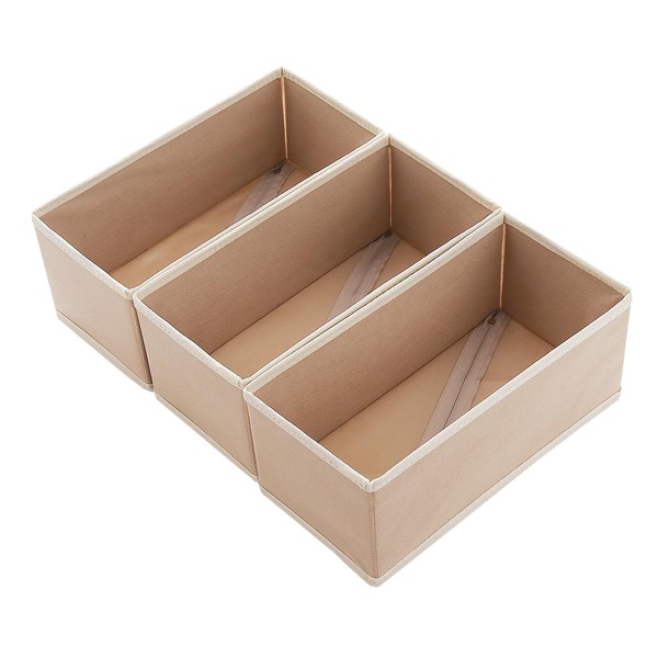 DOUUGGEE Underwear Drawer Organizer 3 Pack Beige, 11' x 5.5'