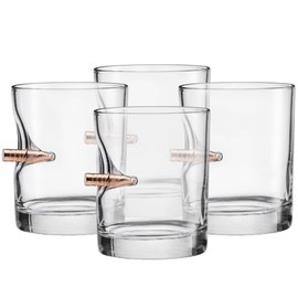 [set of 4] The Original BenShot Bullet Rocks Glass with Real Bullet 0.308 Made in the USA