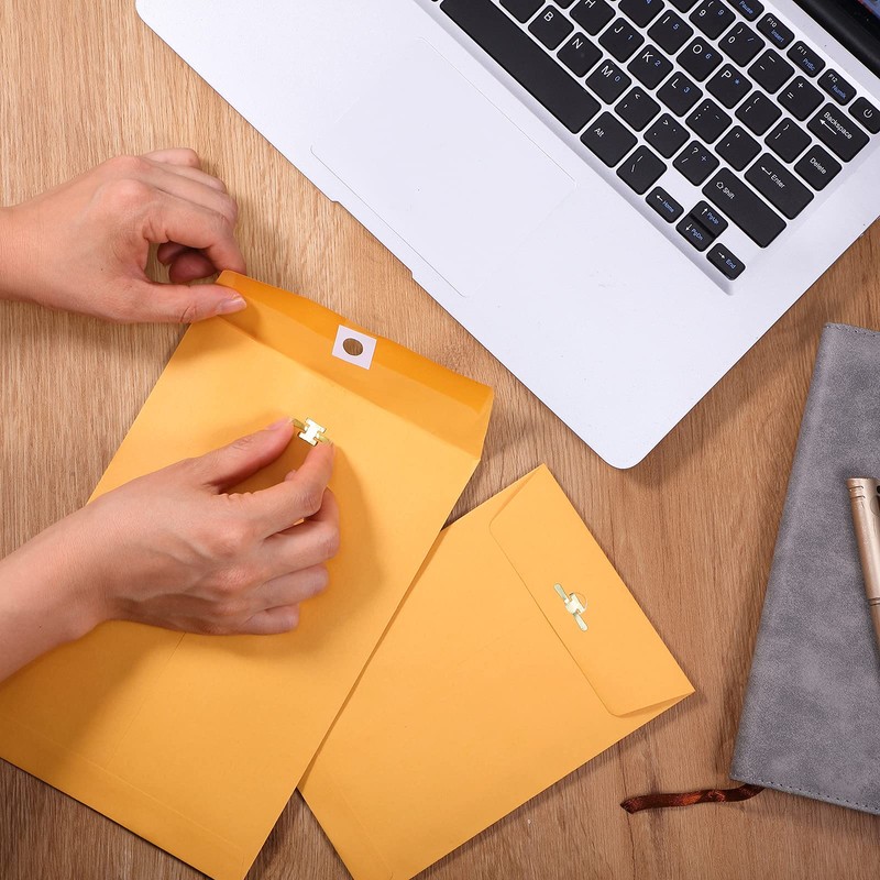 Zonon 100 Pieces 3 Sizes Clasp Envelopes Kraft Paper Catalog