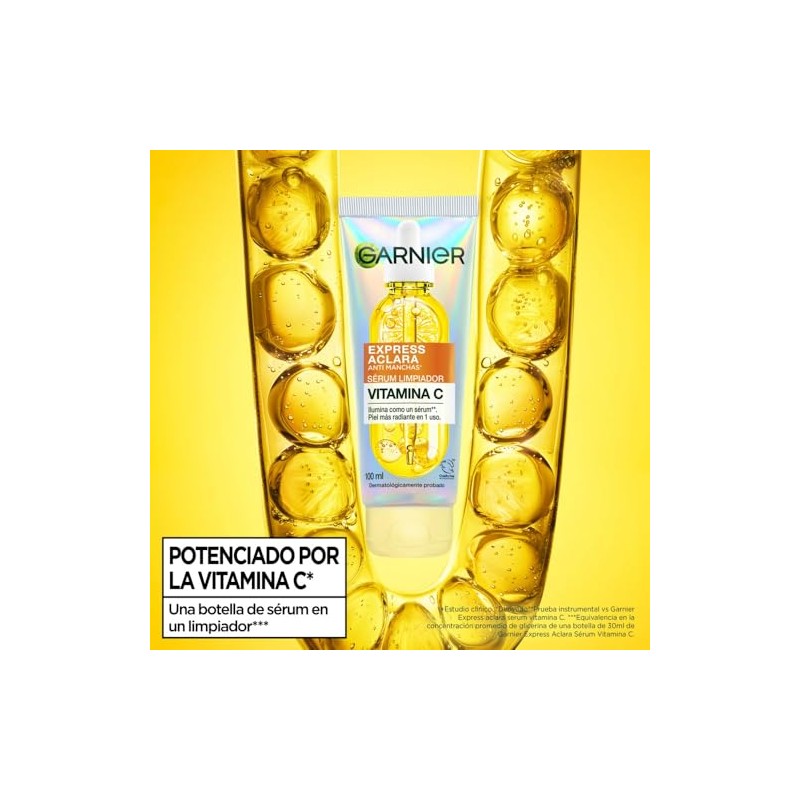 Garnier Express Aclara VitaminaC serum Limpiador Facial Iluminador 100ml