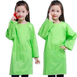 MESU Art Smock for Kids Colorful Painting Smock Children Artist Smock Waterproof Smock Full Coverage Long Sleeve Smock with Pocket Green 3XL