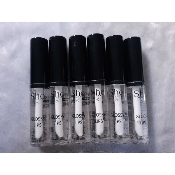 S.he Makeup Glossy Glow Lips 6pcs Crystal Clear Lipgloss Set Lip Gloss Wand