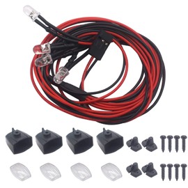 Share Goo RC Car 4 White LED Light Headlights with Light Cover Lampshade Compatible with HSP HPI Traxxas Axial SCX10 D90 Tamiya CC01 RC Crawler Car (with Square Light Cover)