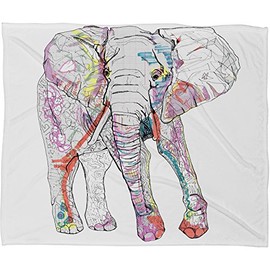 Deny Designs Casey Rogers, Elephant 1, Fleece Throw Blanket, Medium, 60" x 50"
