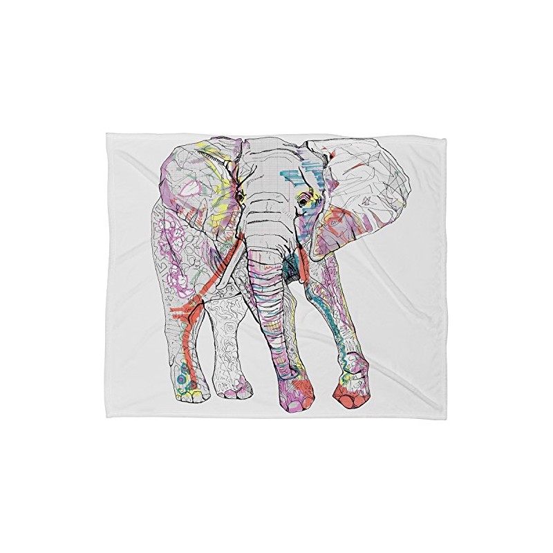 Deny Designs Casey Rogers, Elephant 1, Fleece Throw Blanket, Medium,