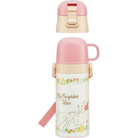 Skater SKDC3-A Children's Stainless Steel Water Bottle, 2-Way Direct Drinking, 14.2 fl oz (420 ml), Cup Drinking 11.8 fl oz (350 ml), Totoro Mei, Lightweight Type, For Girls, Heat Retention, Cold Insulation, Small Capacity, Water Bottle, Sports Bottle, C