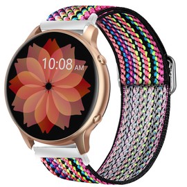 Compatible with TUYOMA Smartwatch Bands,Lamshaw 22mm Stretch Elastics Nylon Adjustable Replacement Strap Accessories for Men & Women Compatible for TUYOMA LW36 Smartwatch-1.32 Inches,Compatible with Truefree Watch GT2/GT1 Smartwatch (Rainbow)