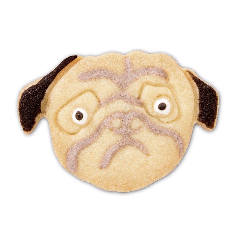 Staedter Embossing Pug Face Cookie Cutter, Silver