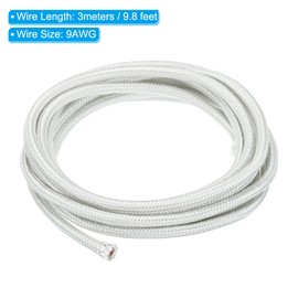 PATIKIL 9.8Ft 9AWG High Temperature Wire, -60-350 Degrees Celsius Mica Glass Fiber Electronic Wire Insulated Heat Resistant Electronical Flexible Cable for Lamp Boiler Heater, White