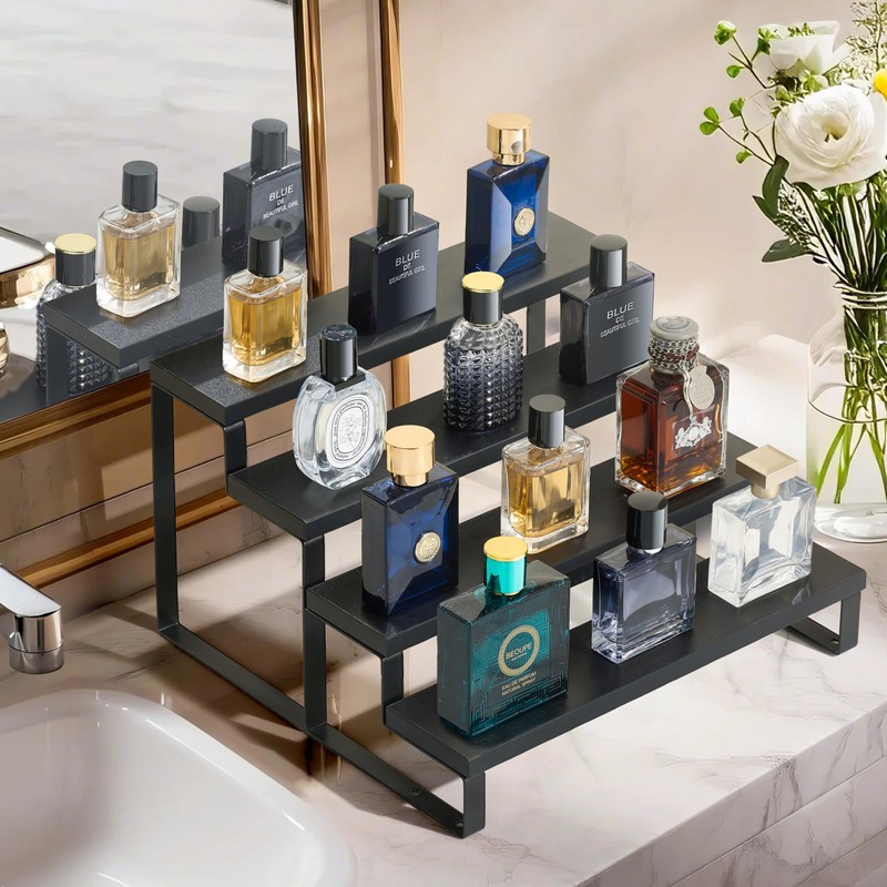 Wood Cologne Organizer for Men,12 Inch 4 Tier Cologne Stand