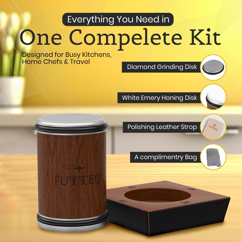 FUTTEQ Rolling Knife Sharpener Kit - Kitchen Knife Sharpener with
