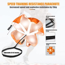 Nusogon Running Speed Training, 56 inch Speed Drills Resistance Parachute Running Sprint Chute Soccer Football Sport Speed Training(2 Packs Orange)