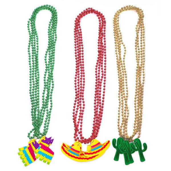21PCS Cinco de Mayo Fiesta Necklaces Bead- Mexican Birthday Party Favors Supplies Decorations