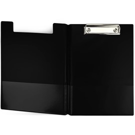 Netuno Clipboard Folder A5 with Clip Black Clipboard DIN A5 with Lid Writing Board with Metal Clip Hard Plate Plastic Writing Pad Clipboard DIN A5 Document Holder Pack of 1