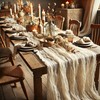 sxvblly Beige Cheesecloth Table Runner 35×120 Inch Boho Gauze Rustic