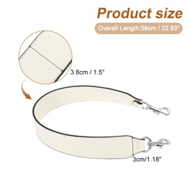 sourcing map 15.35 Inch PU Leather Short Bag Strap with Clasp, Purse Handles Handbags Replacement Straps for Clutch Bag Crossbody Underarm Bags, Beige, Silver Buckle