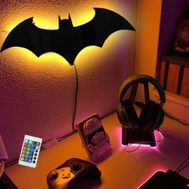 Superhero LED Lamp Decor Night Light with 16 Colors Remote Control Custom Natural Wall Sconce Acrylic Engraved Kids Room Wall Lamp for Boys Friends Gift (Mirror)