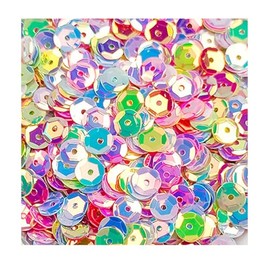 2000 PCS Loose Cup Sequins 6mm Round Sequins Rainbow Gold Backed Glitter Sequins for DIY Crafts Sewing Clothing