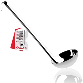 KADAX Soup Ladle Made of High Quality Stainless Steel, Dipper with Holder, Sauce Ladle with Long and Ergonomic Handle, Scoop, Pouring Spoon, Kitchen Helper, Silver