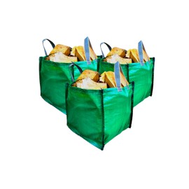 A&A SUPPLIES UK - 3 x Garden Waste Bags - 90 Litre - Sacks - With Bottom Handles - 45x45x45cm - Heavy Duty Garden Recyclable for Grass Leaves Storage