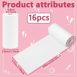 Zefphxs 16 Rolls of Thermal Paper, 57 mm x 30 mm x 6 m, Thermal Paper, Children's Camera, Refill Printing Paper for Children's Camera, Instant Print Camera, Best Choice for Instant Print Cameras