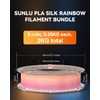 SUNLU 3D Printer Filament Bundle, PLA Silk Rainbow Filament Multicolor,