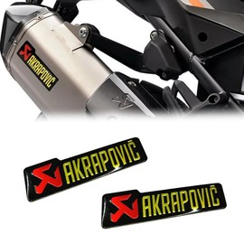 2 Pcs 3D Motorcycle Akrapovic Exhaust Aluminium Sticker Heat Resistant Decals