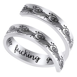 Kucheed Inspirational Rings for Women Men, Stainless Steel Engraved I am Enough Thumb Ring Jewelry, US Size 8-9 Spiral Wrap Twist Band, Personality Encouragement Finger Ring Birthday Gifts (A6)
