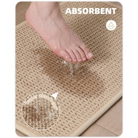 Color&Geometry Standard Sized Bathroom Rugs Upgraded Denser Chenille Pile- 17"x28.5" Non Slip Absorbent Beige Bath Mats for Bathroom Thin Fit Under Door, Washable Quick Dry