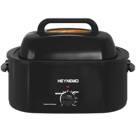 28 Quart Electric Roaster Oven with Visible & Self-Basting Lid, Large Turkey Roaster with Defrost Warm Function, Adjustable Temperature, Removable Pan Rack, Stainless Steel, Black